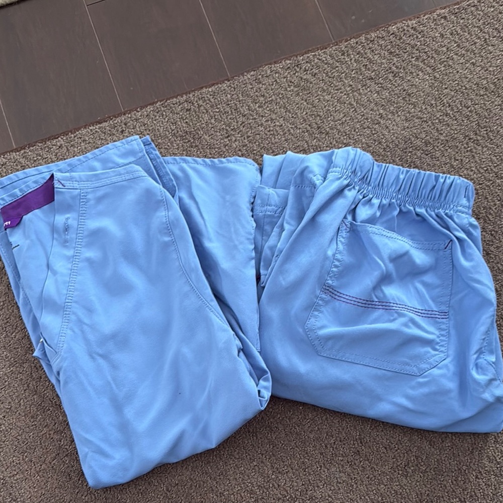 Blue Scrub Pants with Purple Accent